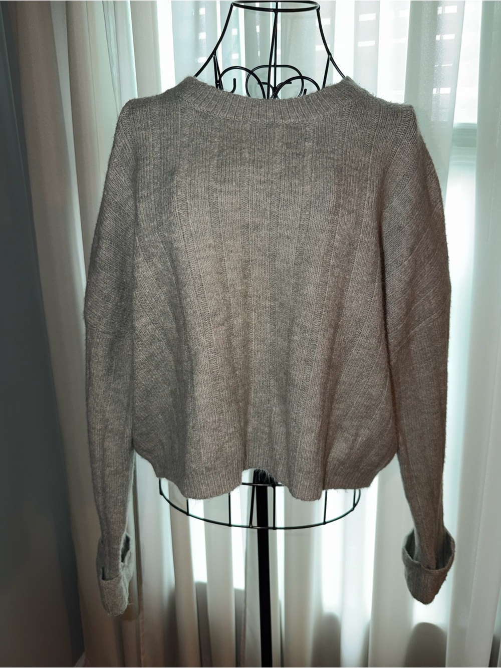 Sincerely Jules Heather Gray Ribbed Crew Neck Sweater